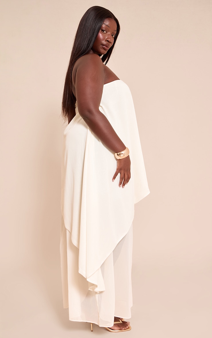 Plus Butter Cream Chiffon Bandeau Overlay Maxi Dress image 3