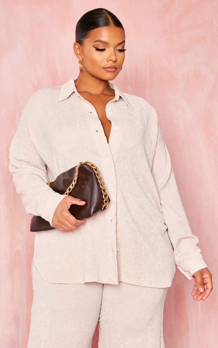  Plus Stone Textured Crinkle Shirt image 1