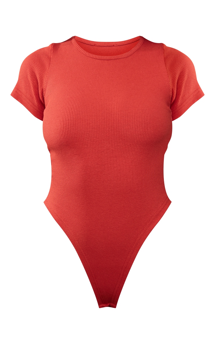 Rust Basic Rib Short Sleeve Bodysuit image 1