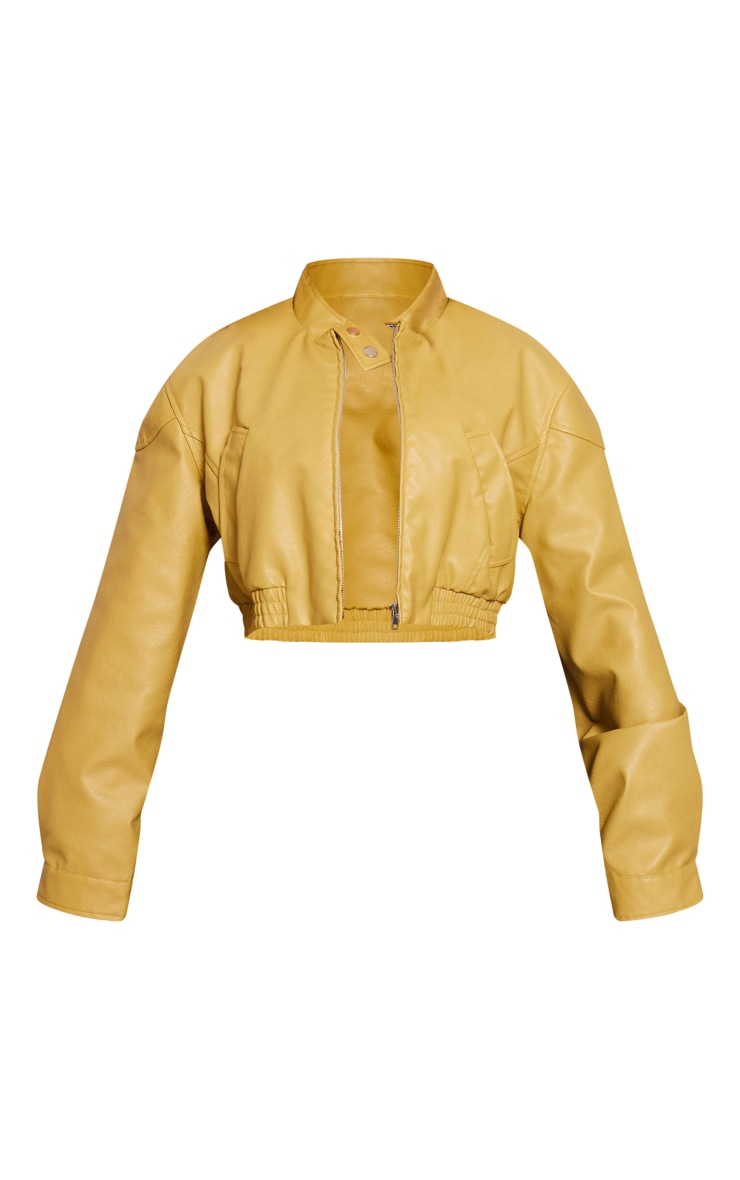 Butter Cream PU Cropped Racer Neck Jacket Outerwear PLT