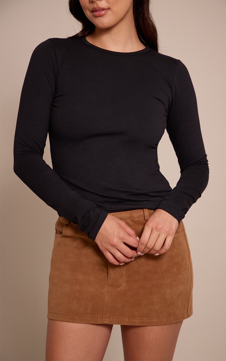 Camel Suede Pocket Detail Mini Skirt