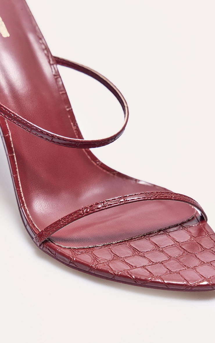 PLT Label Talons fins en PU rouge sang effet croco à bout pointu image 5