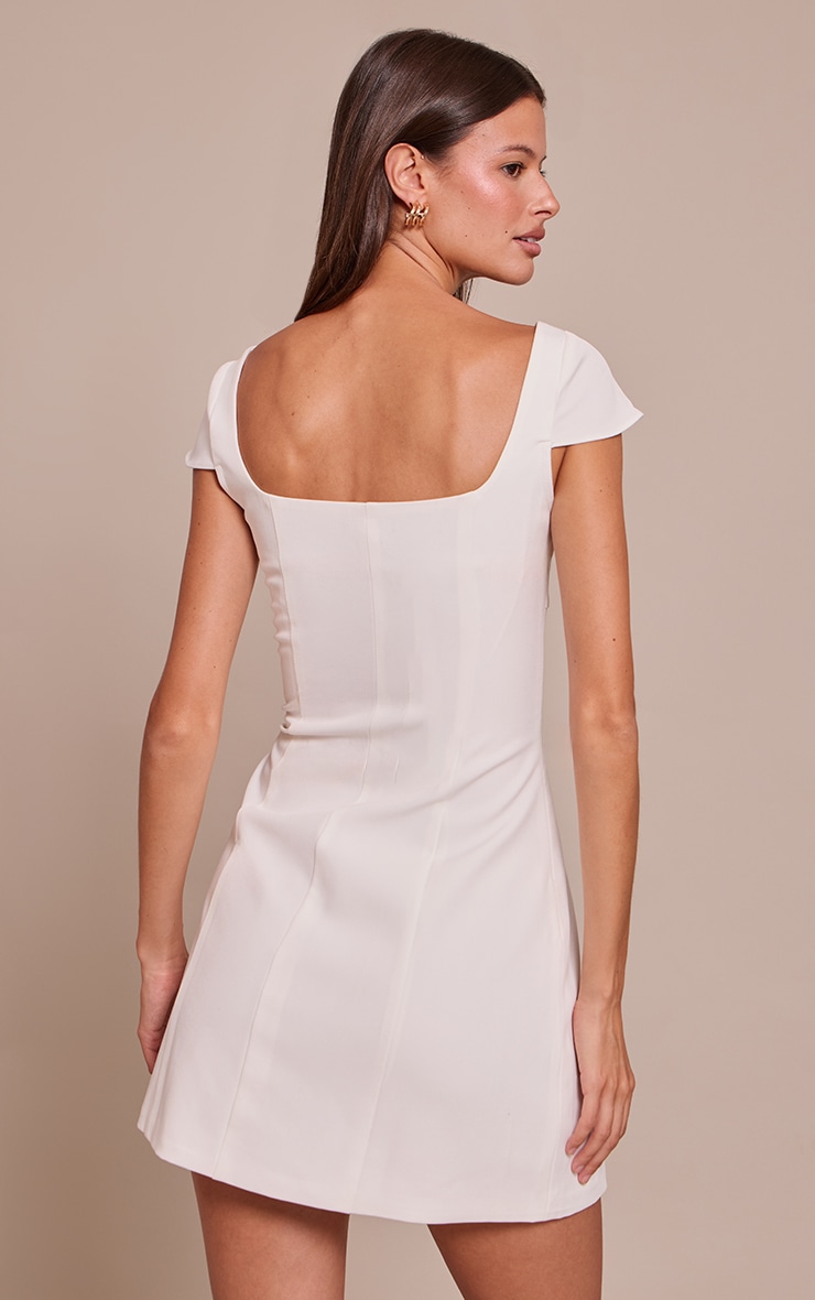 White Tailored Woven Button Detail Shift Dress image 2