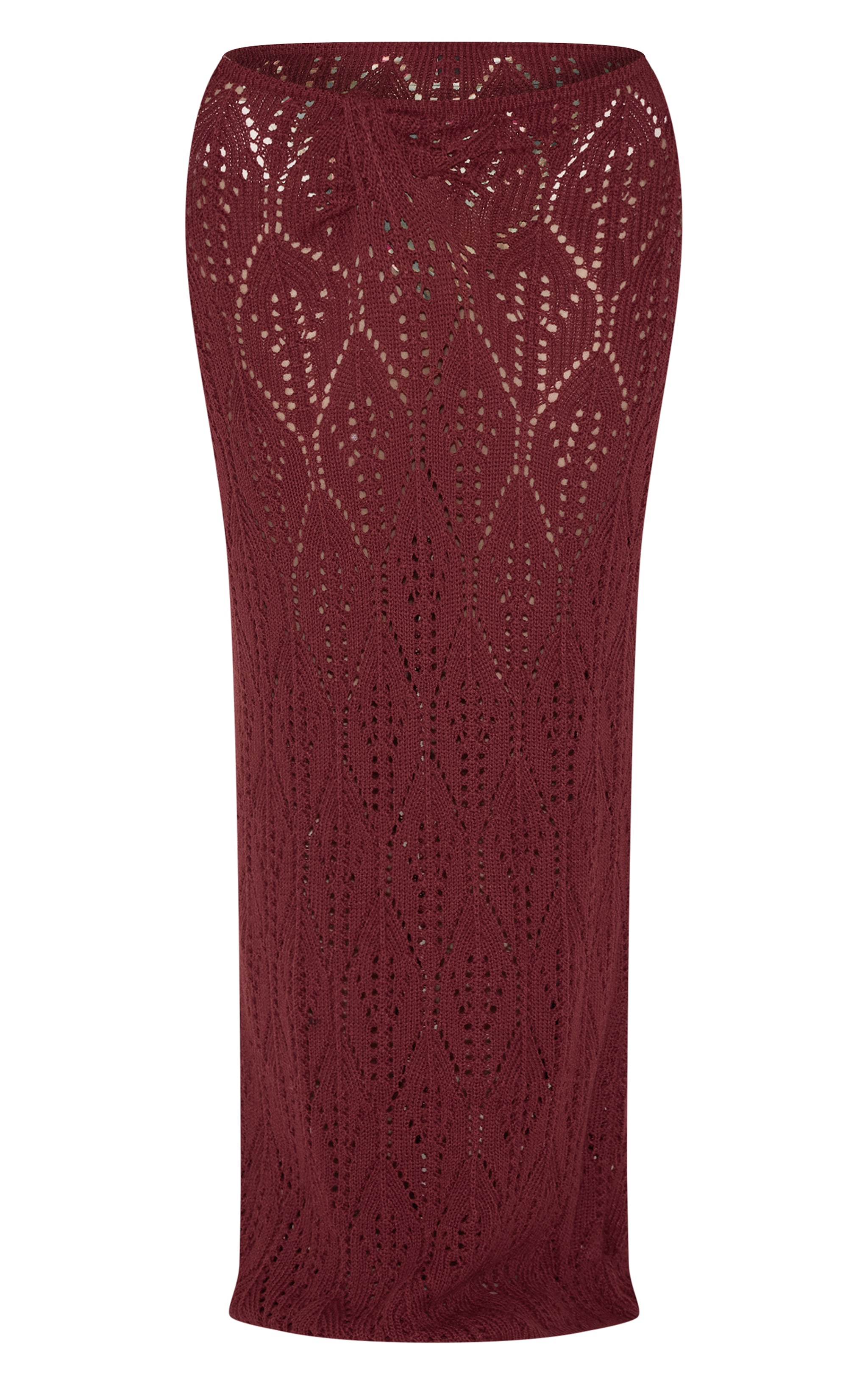 Plus Burgundy Crochet Maxi Knot Detail Beach Skirt image 5