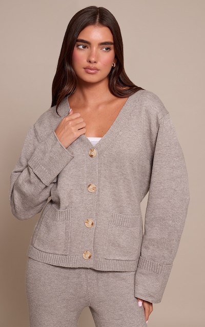 Soft Grey Turn Back Cuff Cardigan