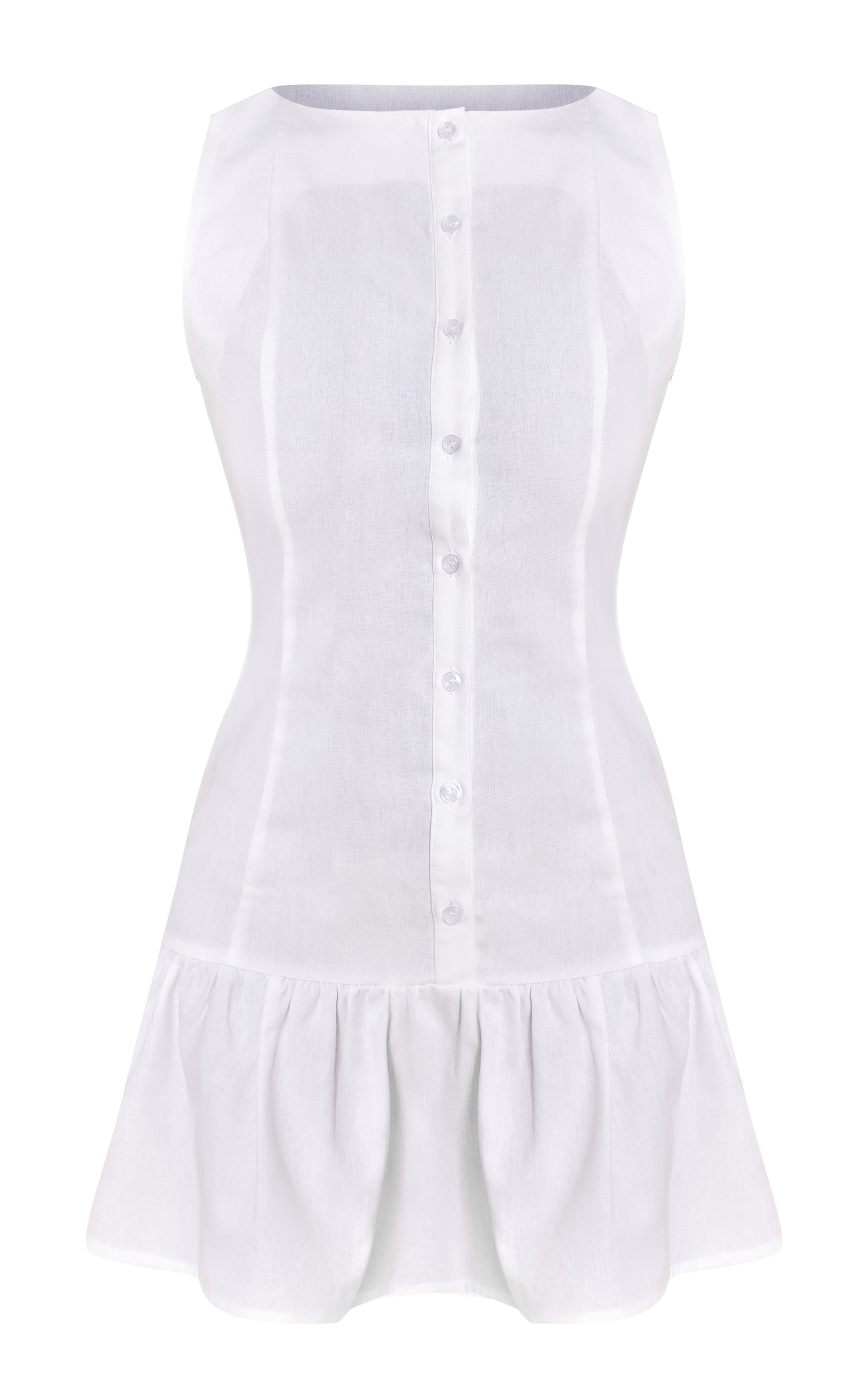 White Button Down Boat Neck Shift Dress image 5