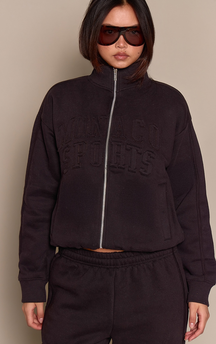 Black Monaco Applique Zip Through Sweatshirt image 4