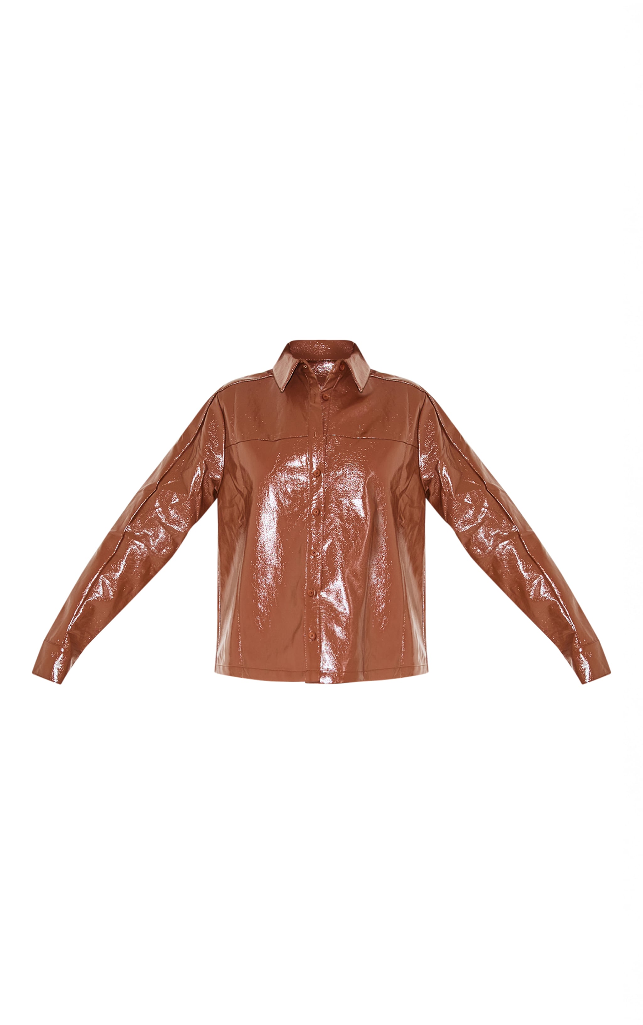 Chocolate Faux Leather Oversized Shirt image 5