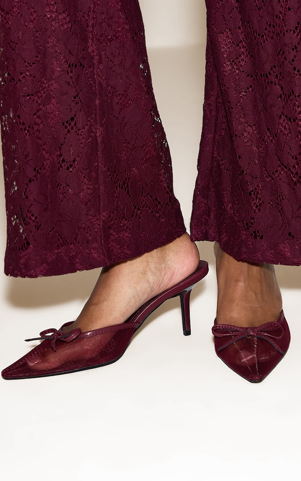 Plum Mesh Bow Detail Mule