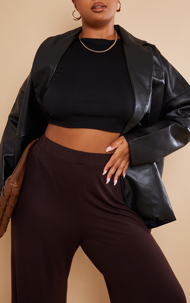 Plus Chocolate Jersey Wide Leg Pants image 4