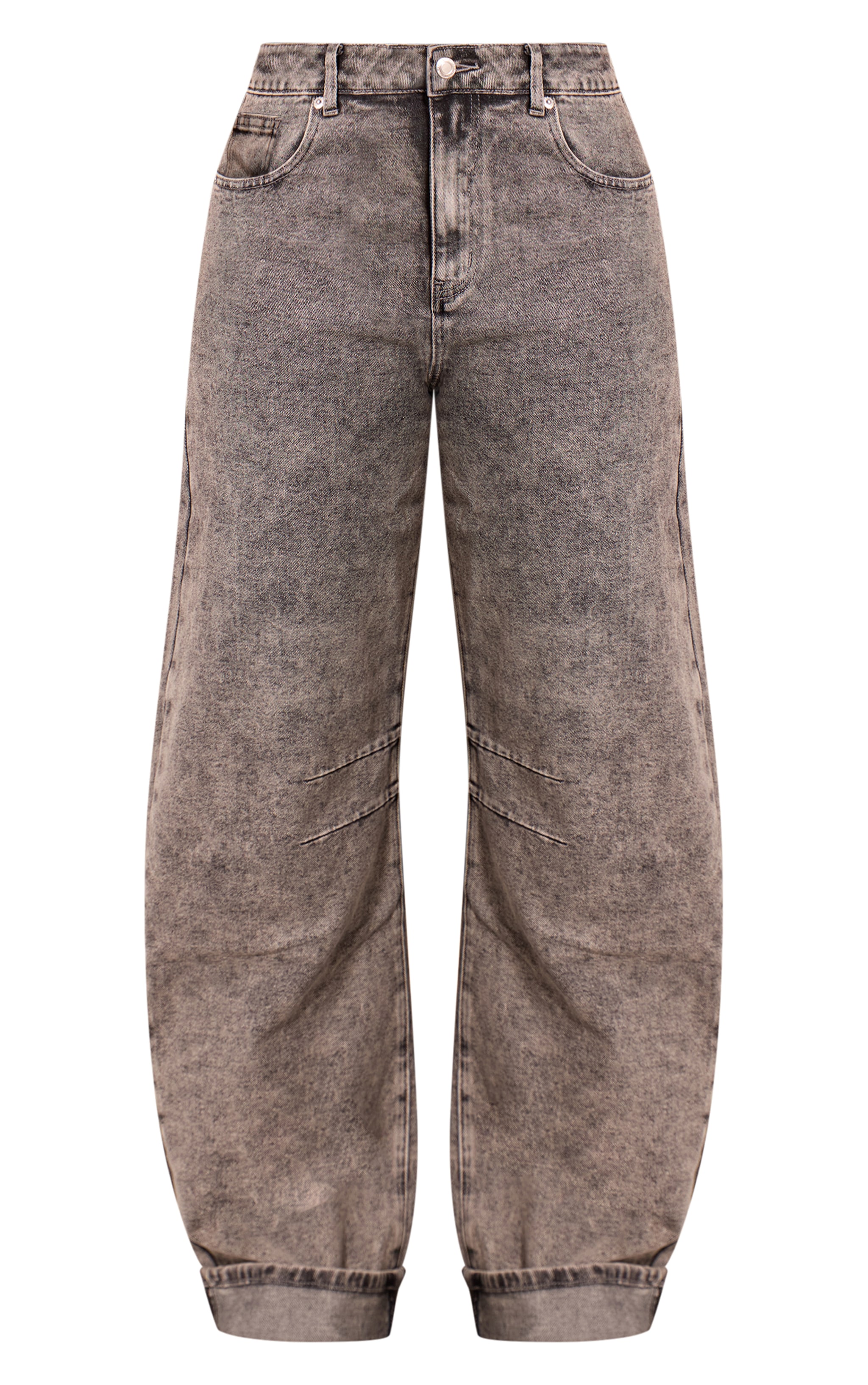 Shape Ash Grey Highwaisted Stretch Denim Barrel Leg Turn Up Hem Jean image 5