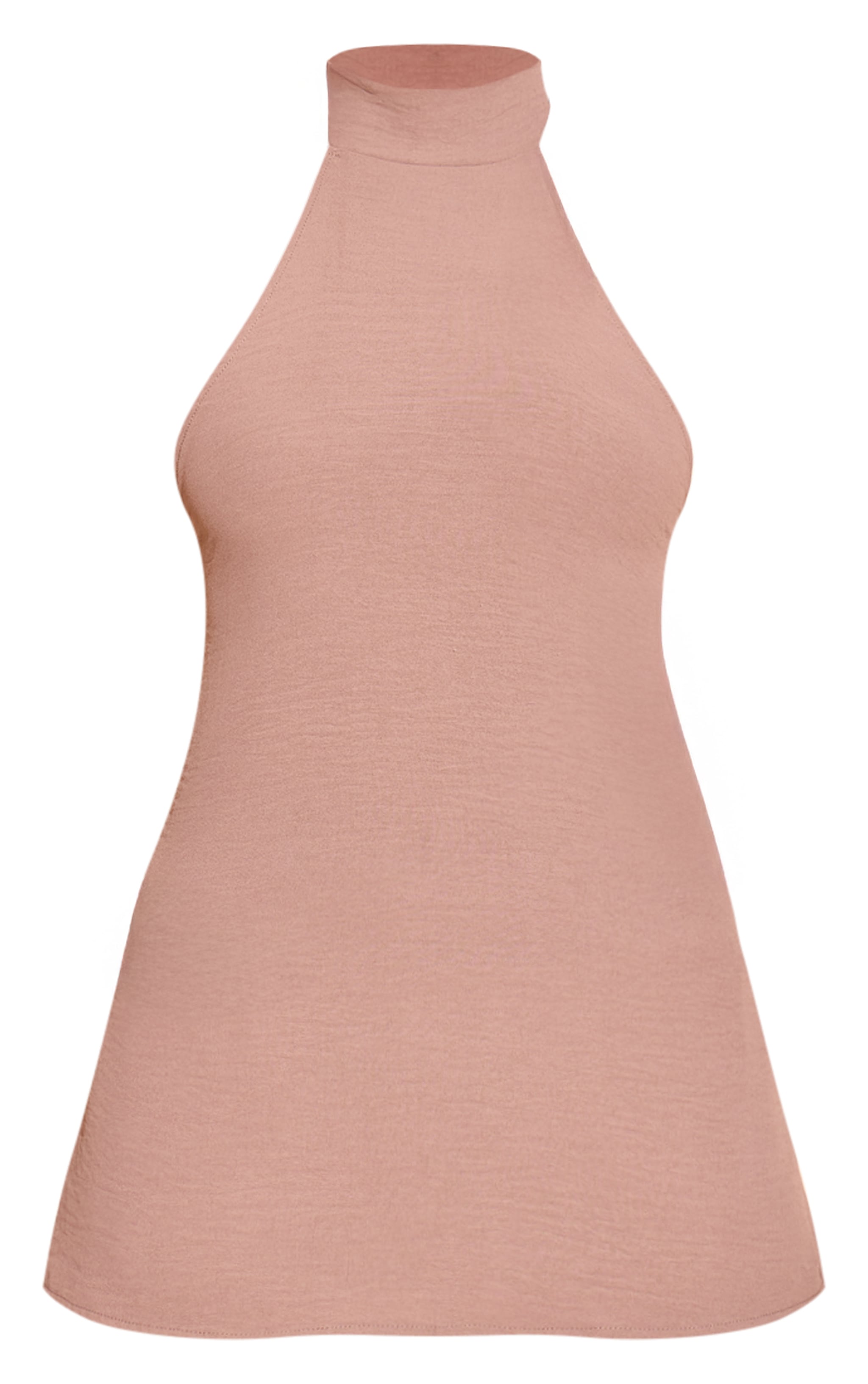 Mushroom Woven High Neck Tie Back Detail Long Top image 5