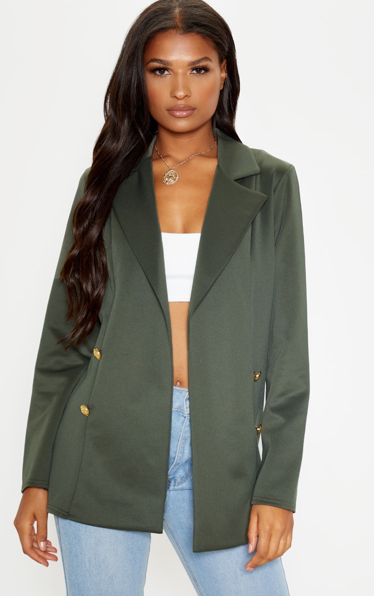 Blazer structuré kaki style militaire