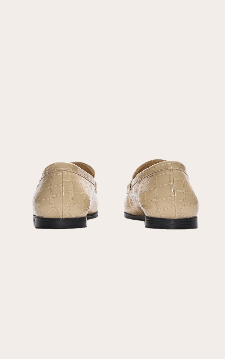 Cream Croc PU Basic Squared Toe Loafer image 4