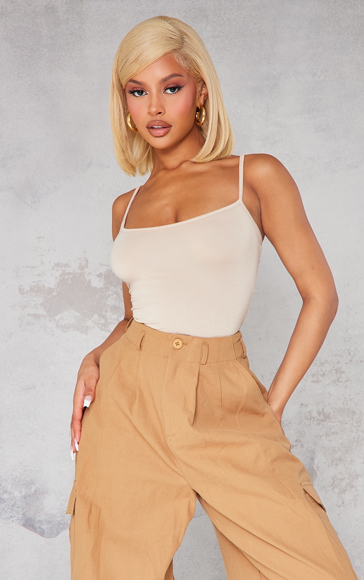 Beige Marl Strappy Bodysuit