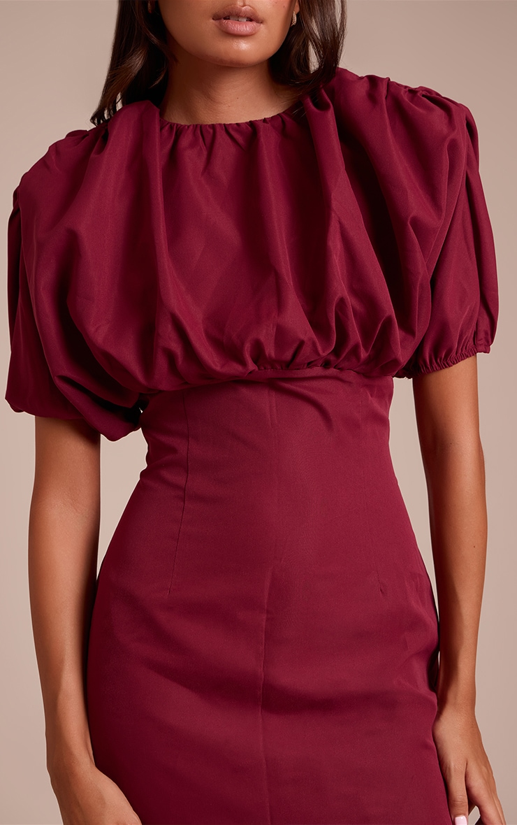 Plum Puff Detail Bodycon Dress image 4