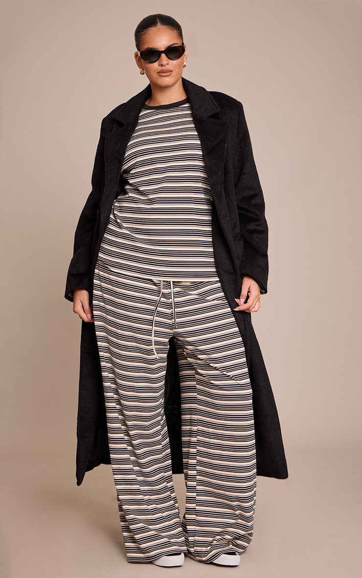 Plus Multi Soft Rib Striped Detail  Oversized Long Sleeve Top  image 3