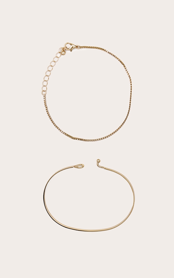 Lot de bracelets dorés jonc et en chaîne fine image 1