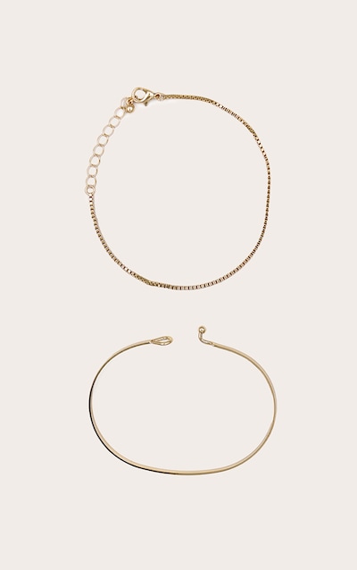 Gold Slim Chain Bangle Multipack