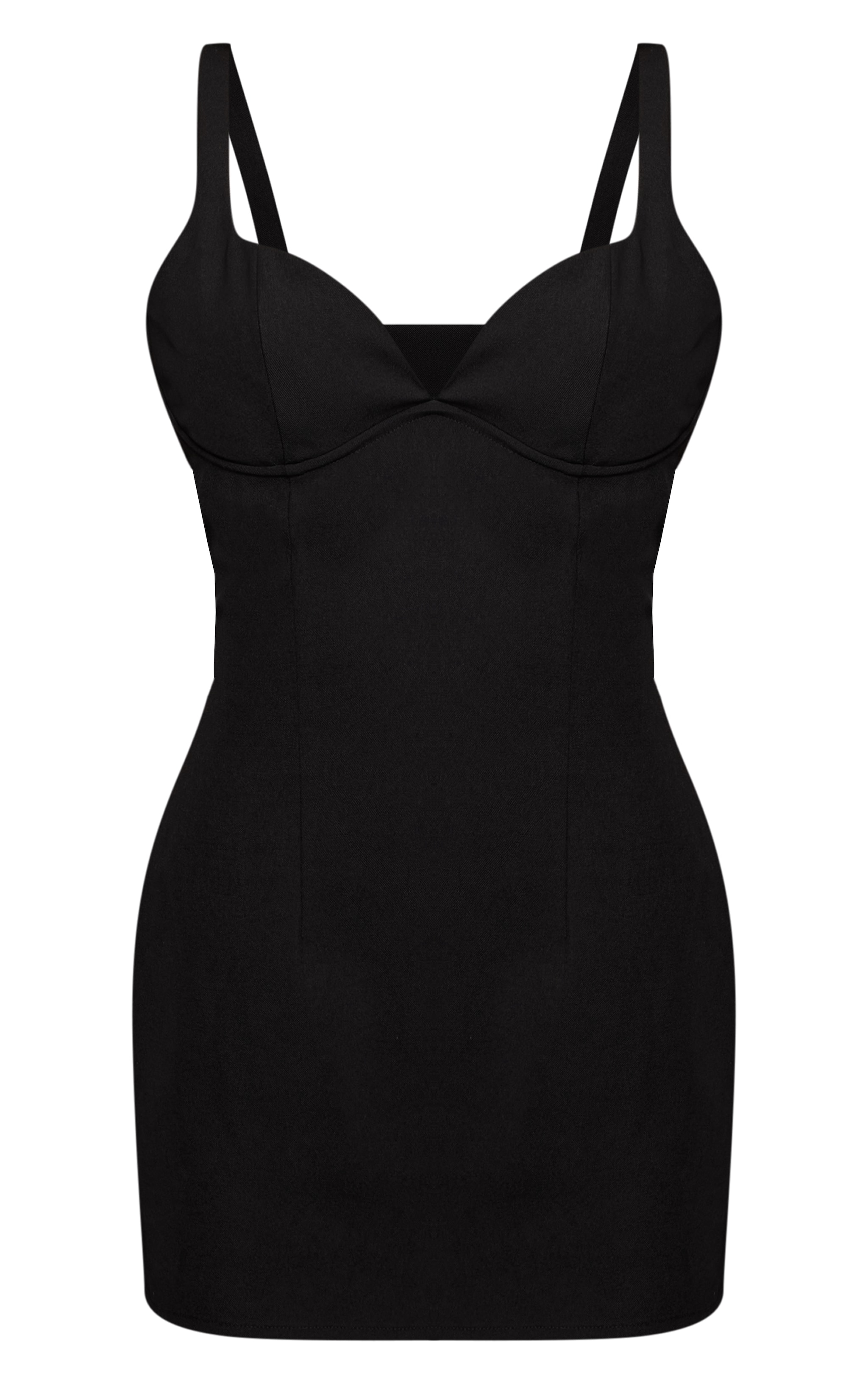 Petite Black Rounded Cup Mini Dress image 5
