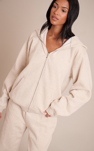 Tall Oatmeal Marl Zip Through Hoodie