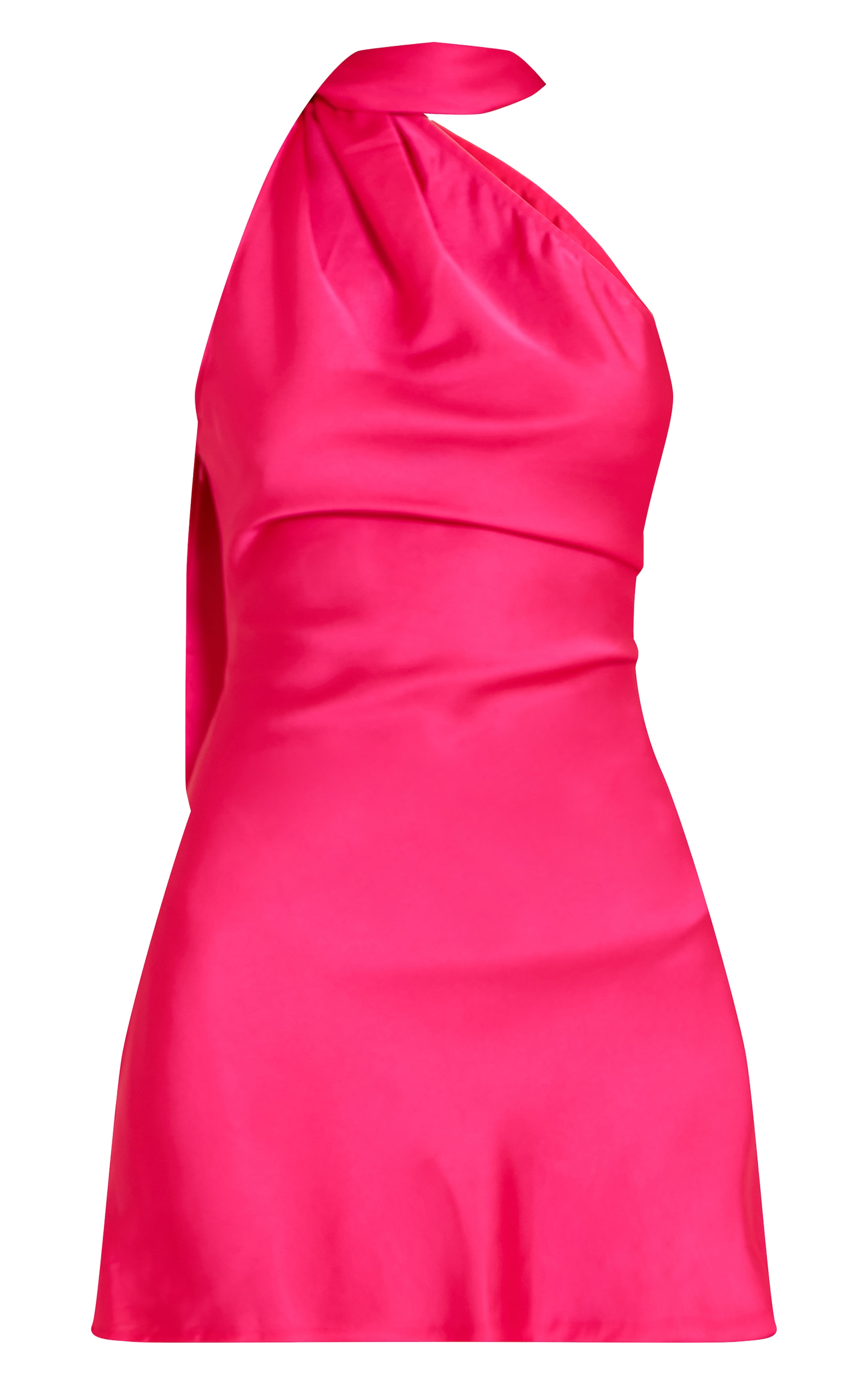 Robe droite satinée rose à détail foulard image 5