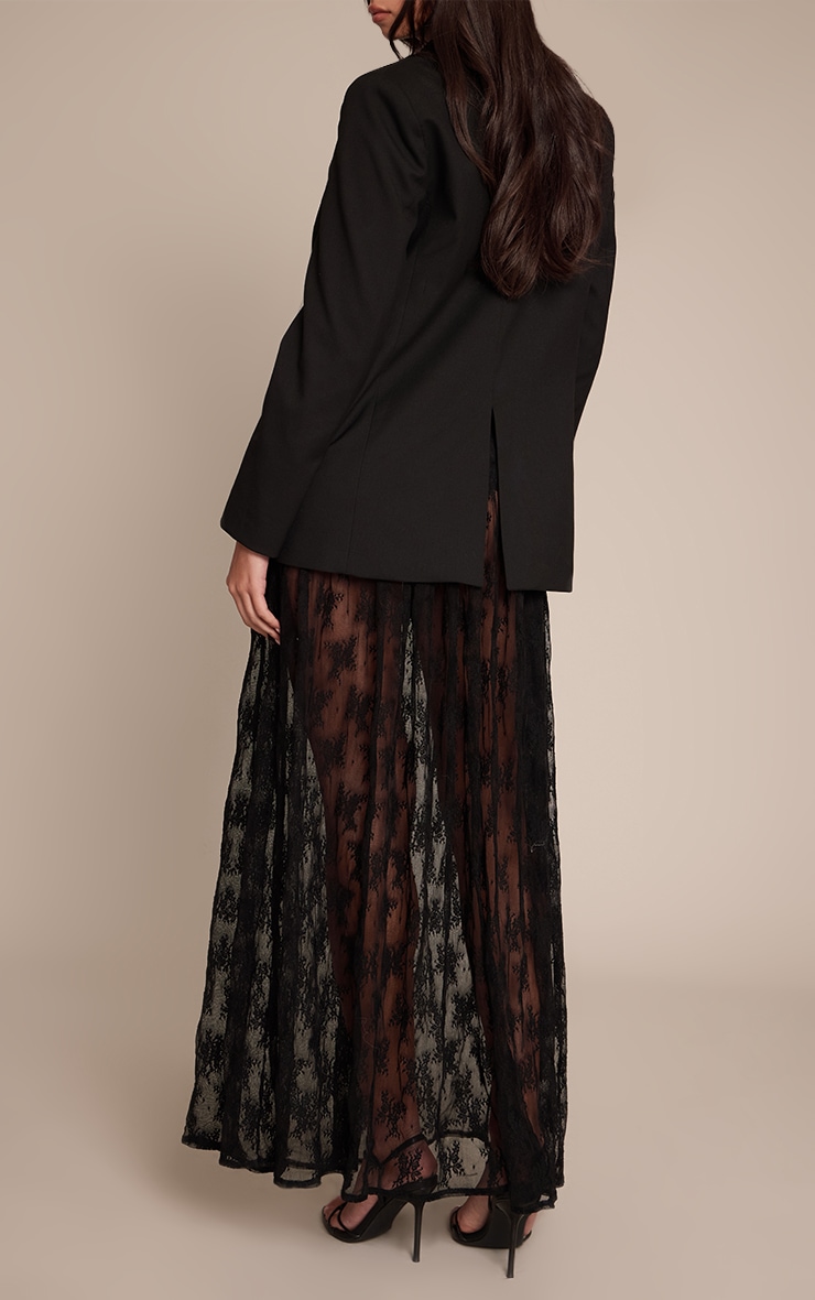 Jupe longue en dentelle noire transparente image 3