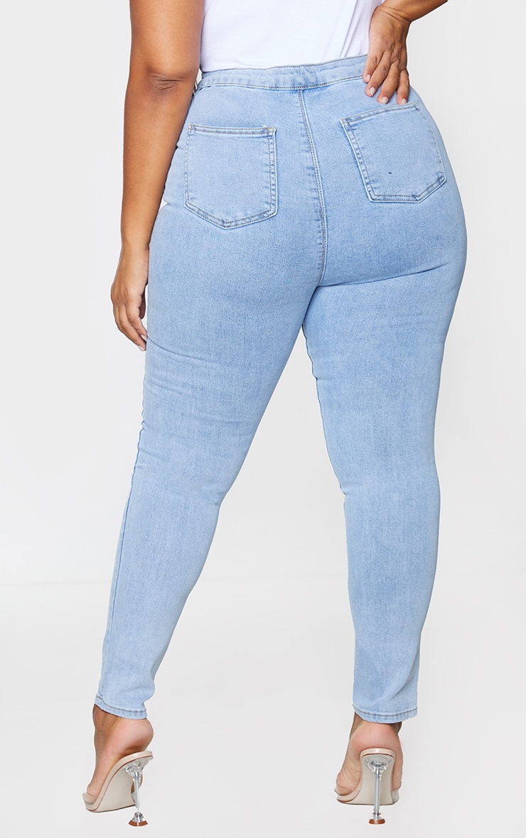 PRETTYLITTLETHING Plus Vintage Wash Ripped Disco Skinny Jean image 3