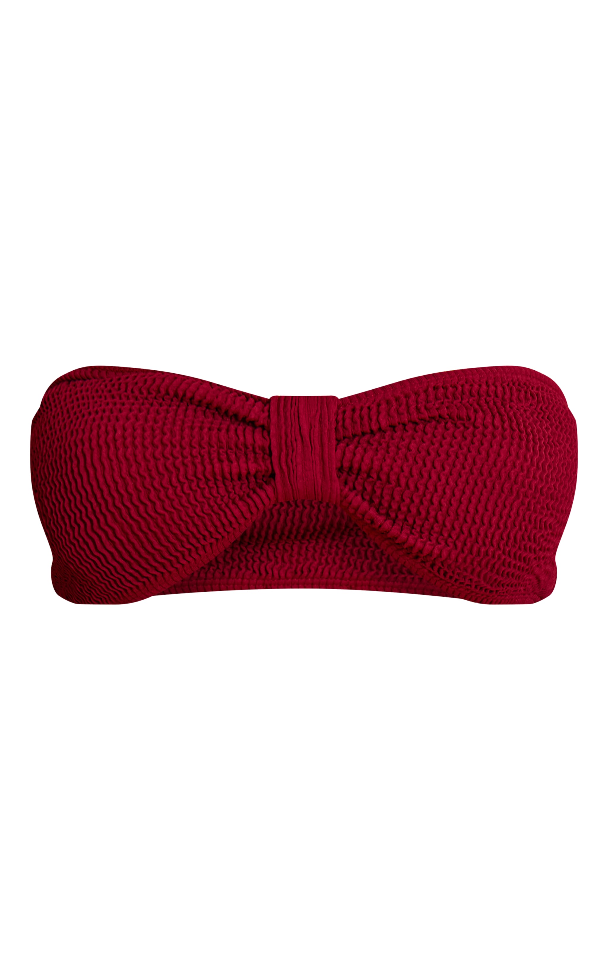 Burgundy Crinkle Bandeau Knot Front Bikini Top image 5