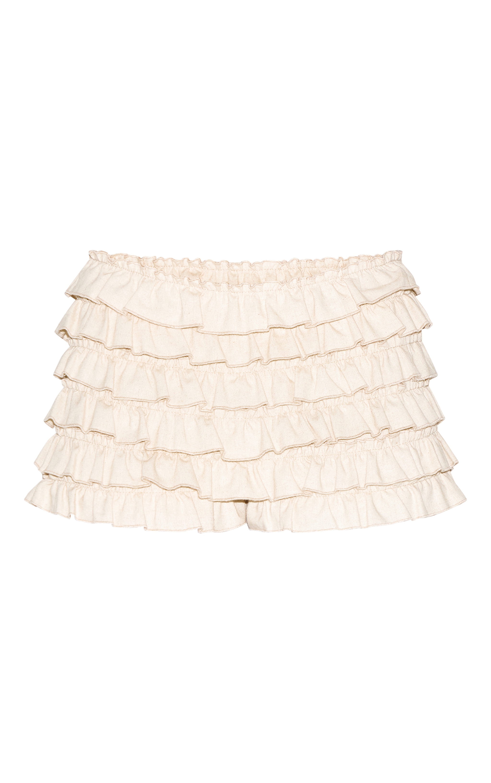 Short culotte bouffant en effet lin ménagé non coloré à taille basse image 6
