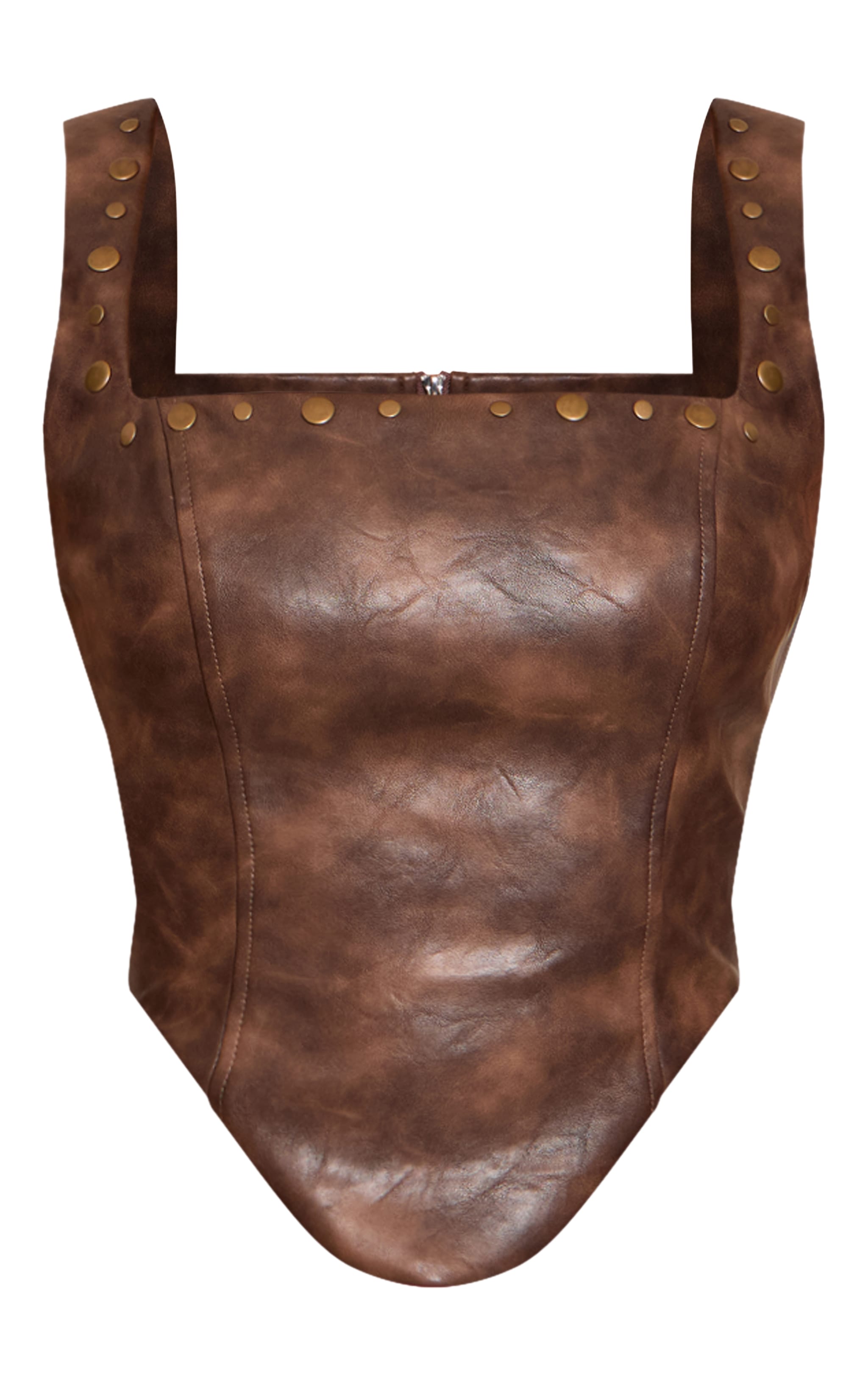 Brown Faux Leather Studded Corset image 5