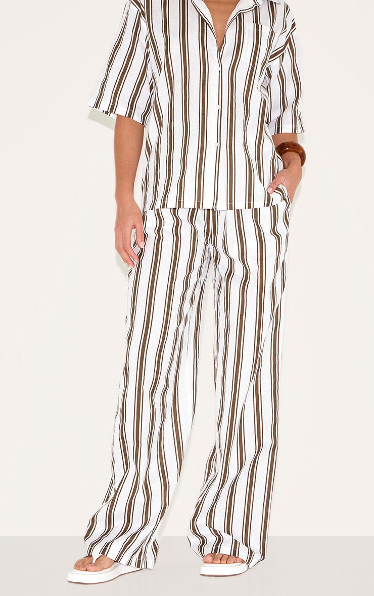 Tall Pantalon large en effet lin beige à rayures image 2