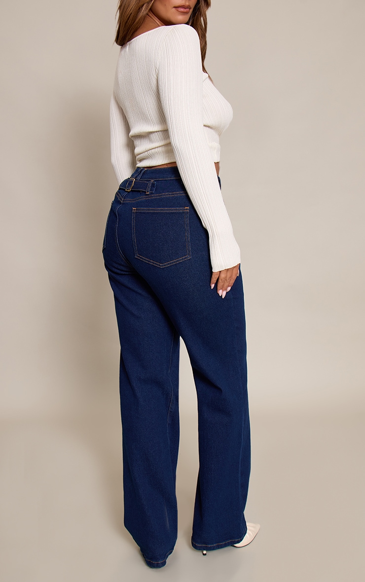 Shape Indigo Stretch Denim Highwaisted Pintuck Adjustable Back Detail Jeans image 3