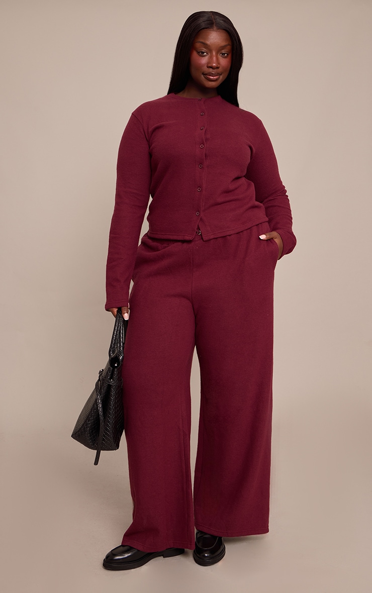 Plus Burgundy Soft Touch Button Down Top image 3