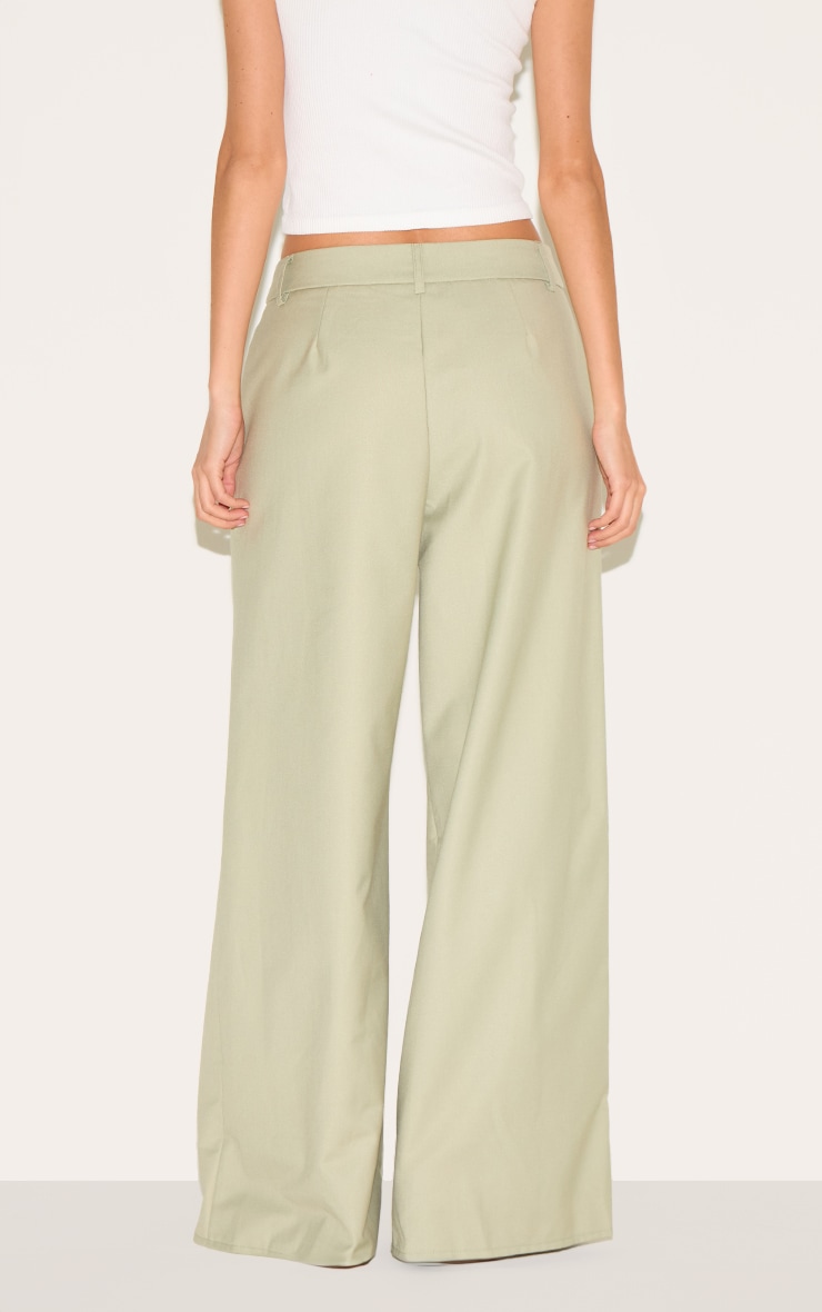 Pantalon large tissé argile à double plissures image 3