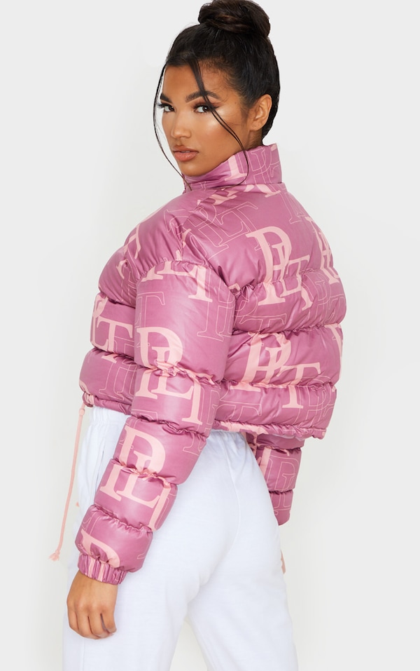 PLT Pink Crop Puffer Jacket PrettyLittleThing USA