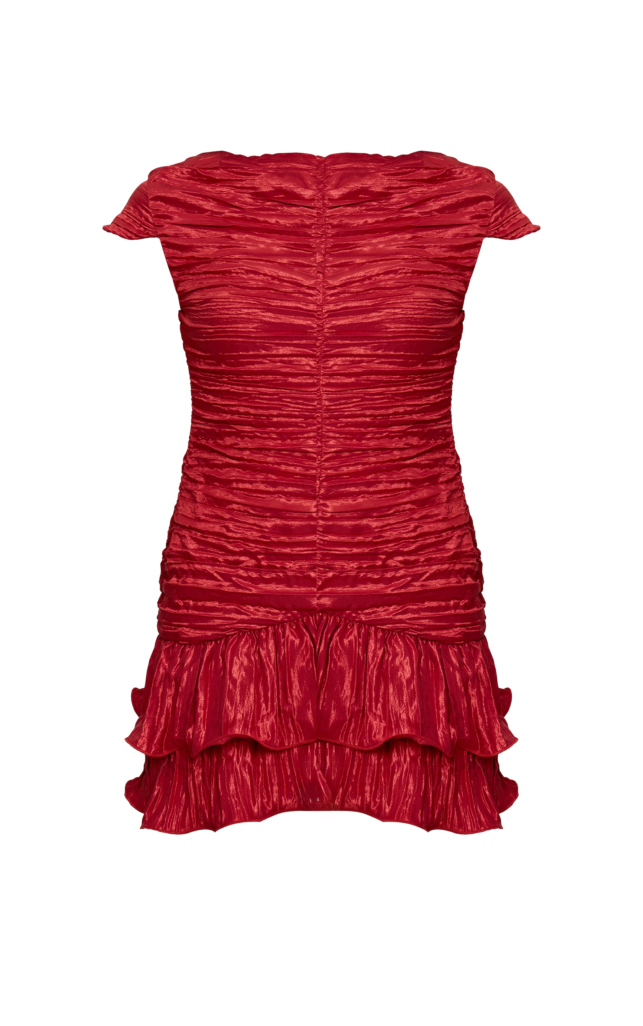 Mini robe texturée bordeaux à col bateau et ourlet volanté image 5