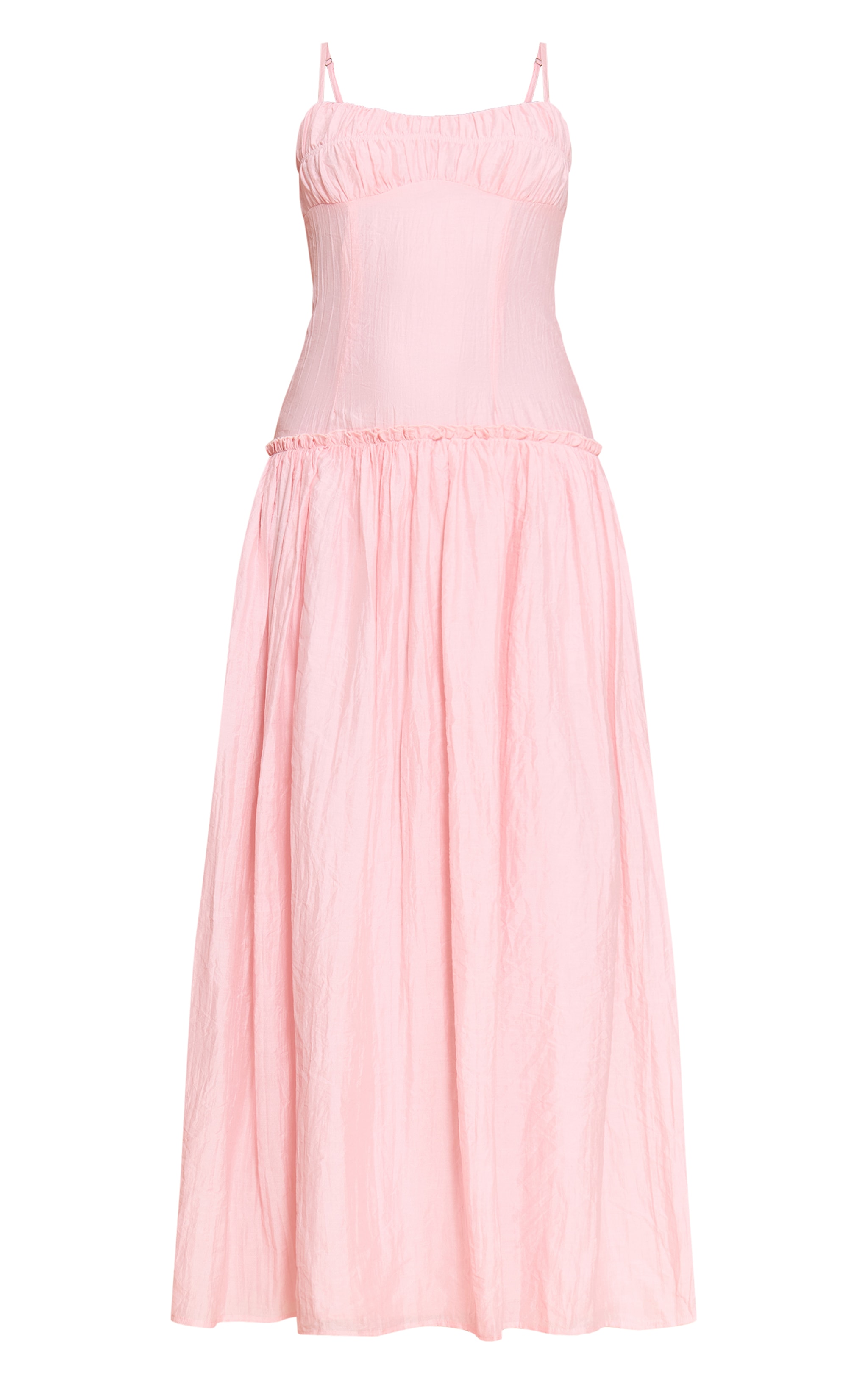 Light Pink Ruched Bust Drop Waist Maxi Dress image 5
