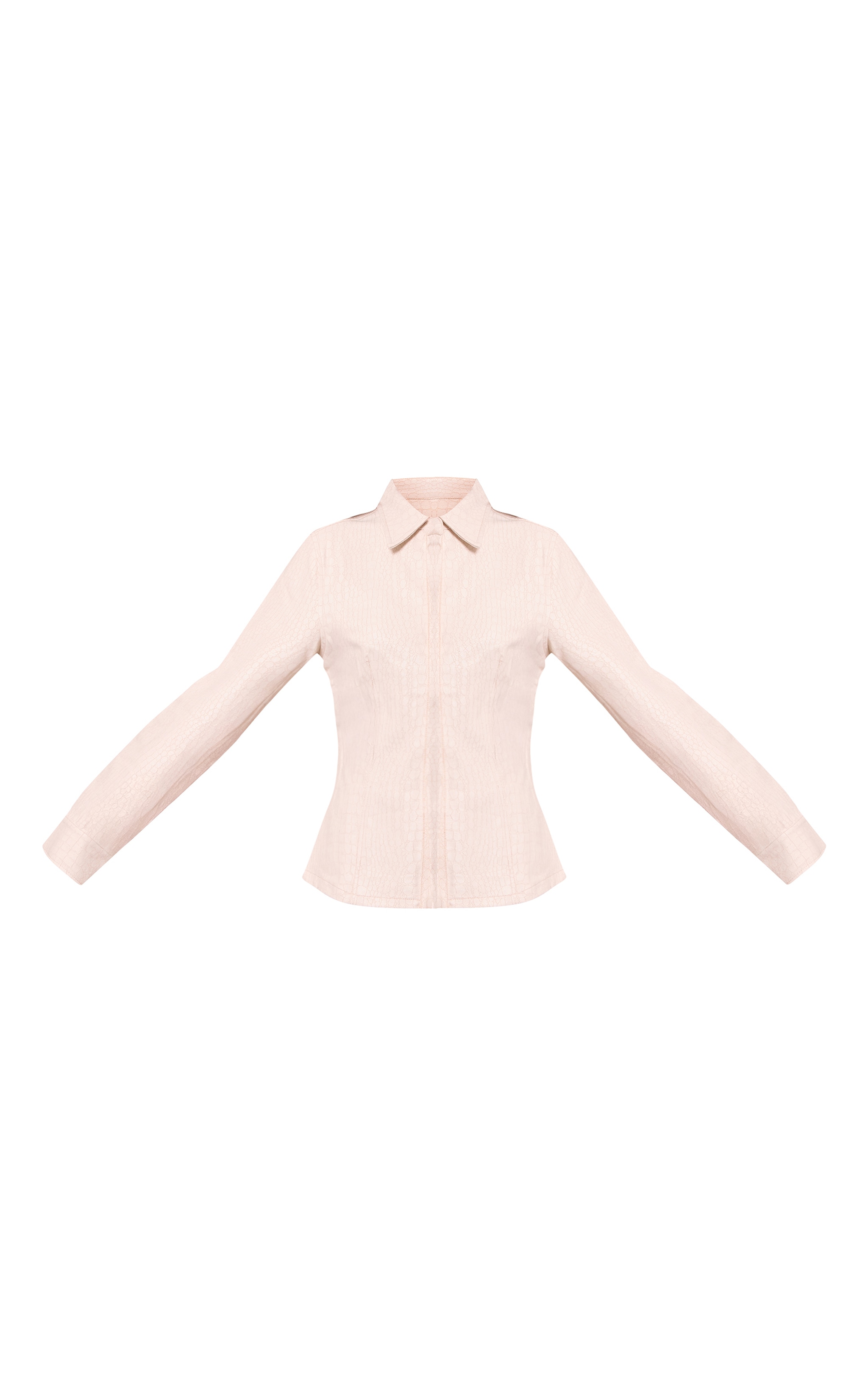 Tall Cream Snake Print Coated Cinched Denim Shirt image 5