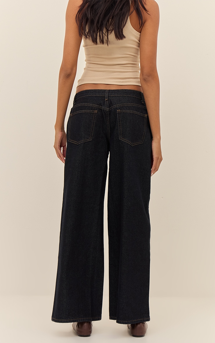 Jean boyfriend indigo foncé à taille basse image 3