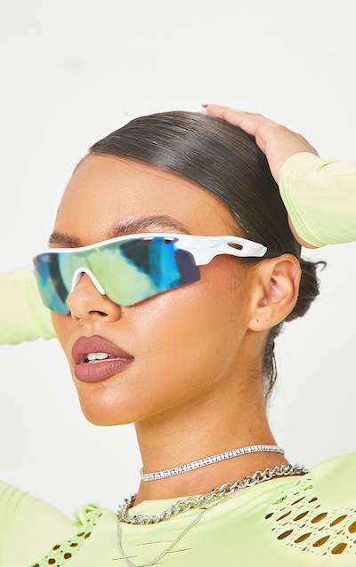 White Cut Out Sporty Sunglasses