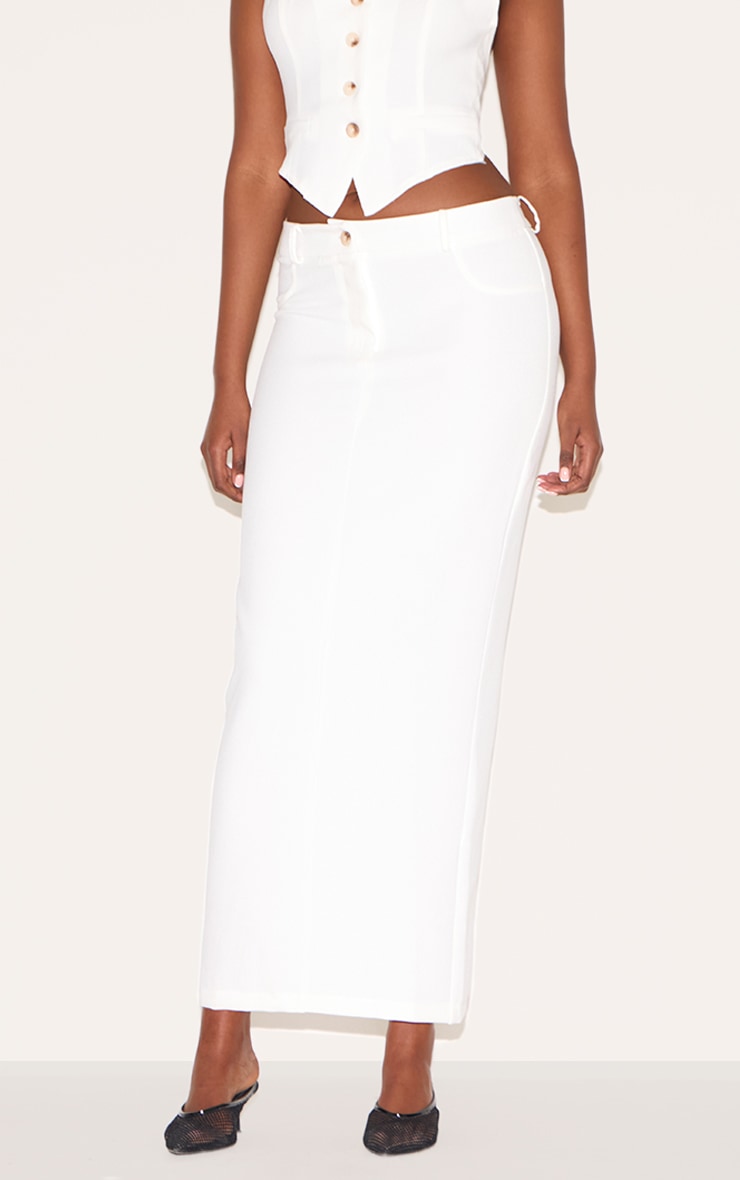 Jupe de tailleur longue tissée blanche image 2