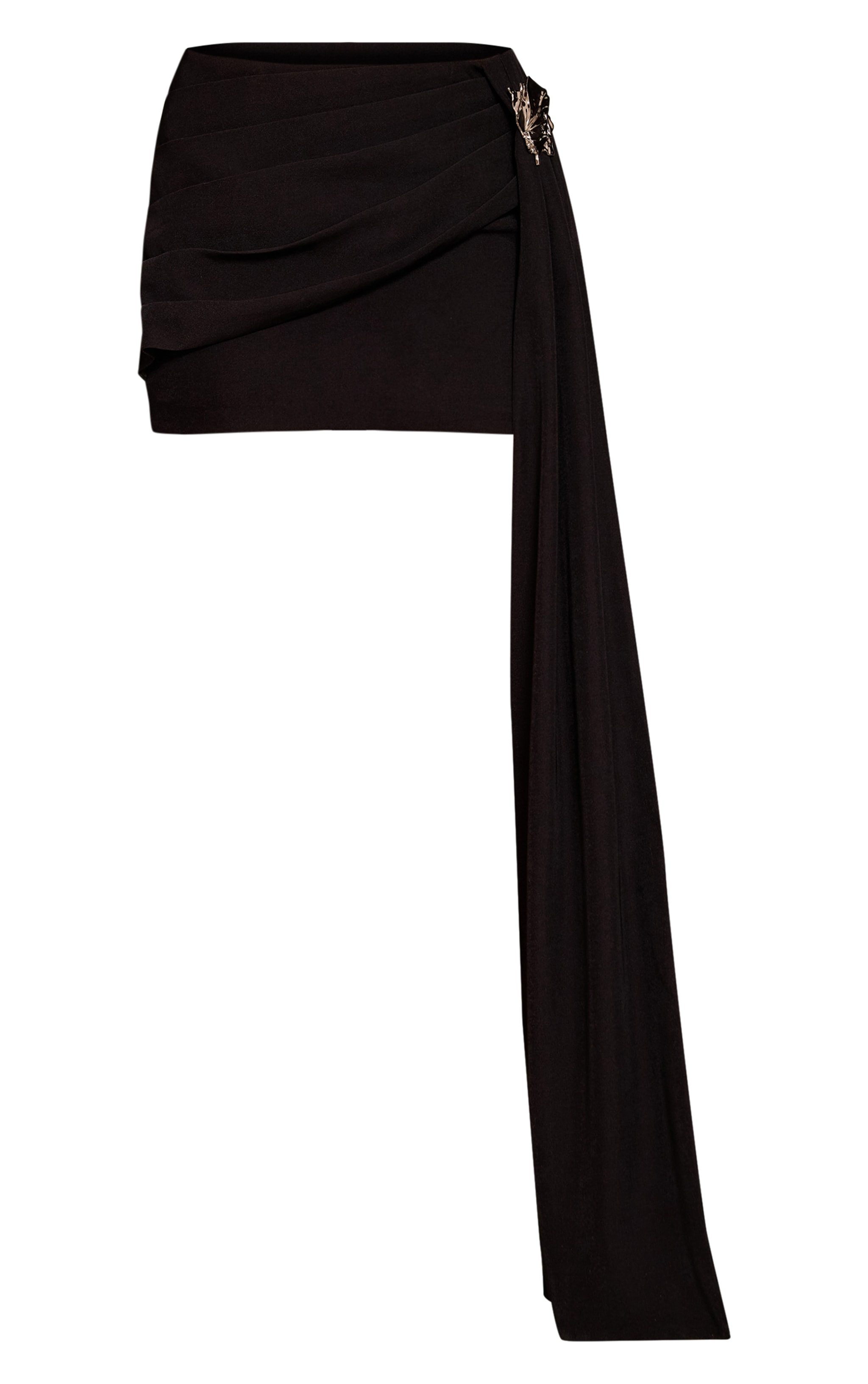 Mini-jupe tissée deluxe noire à empiècement et détail drapé image 5