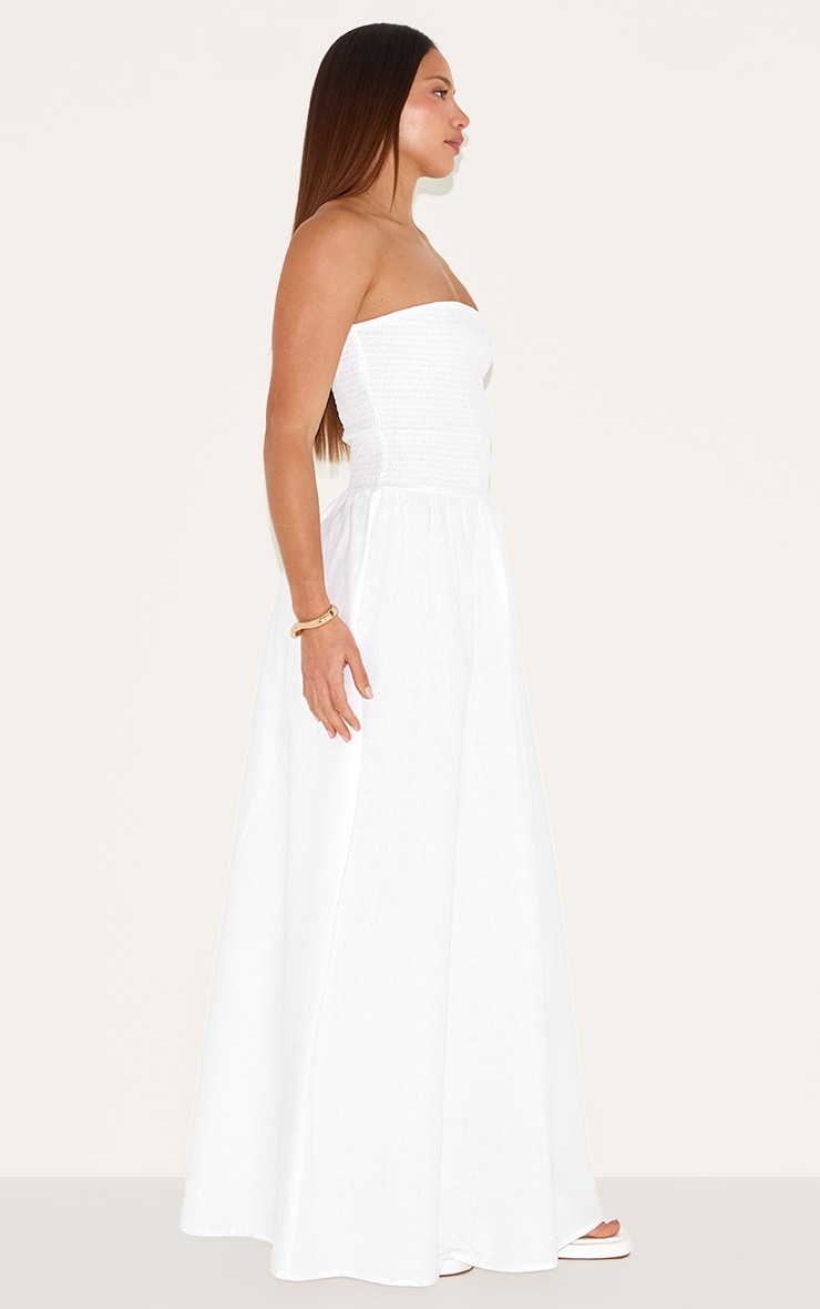 Tall Robe bustier longue blanche à détail froncé image 3