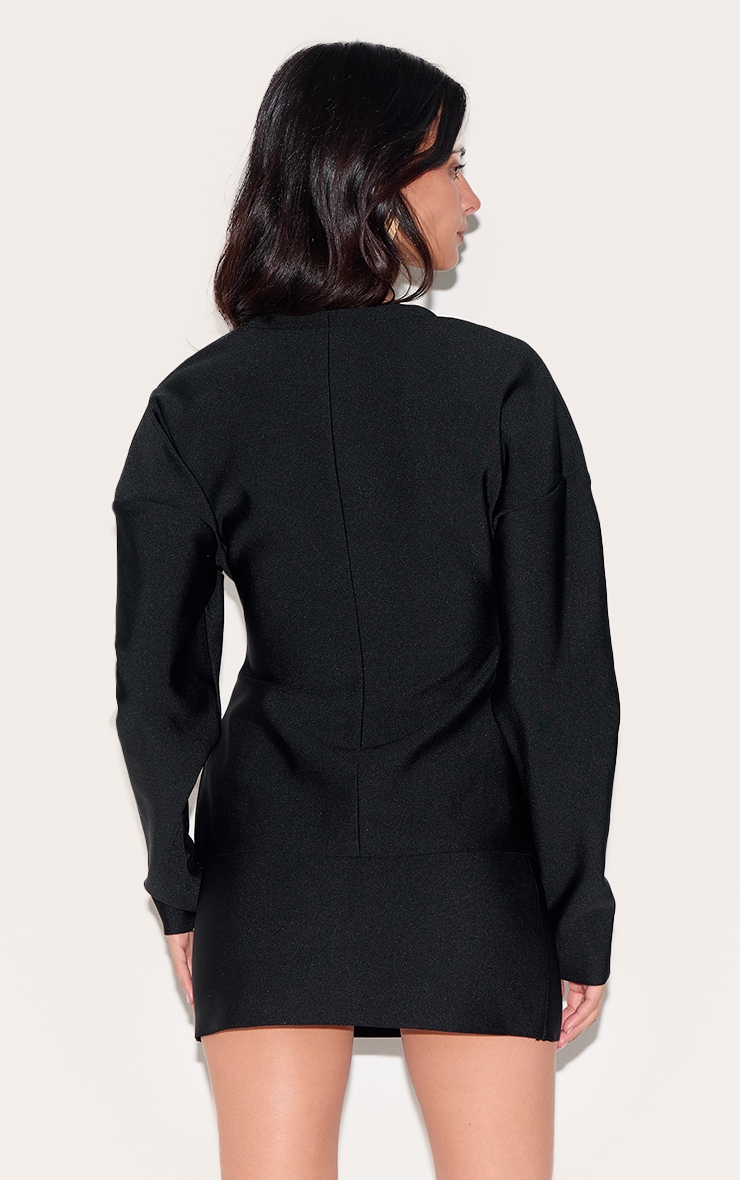 Black Knitted Tailored Hook And Eye Cardigan image 2