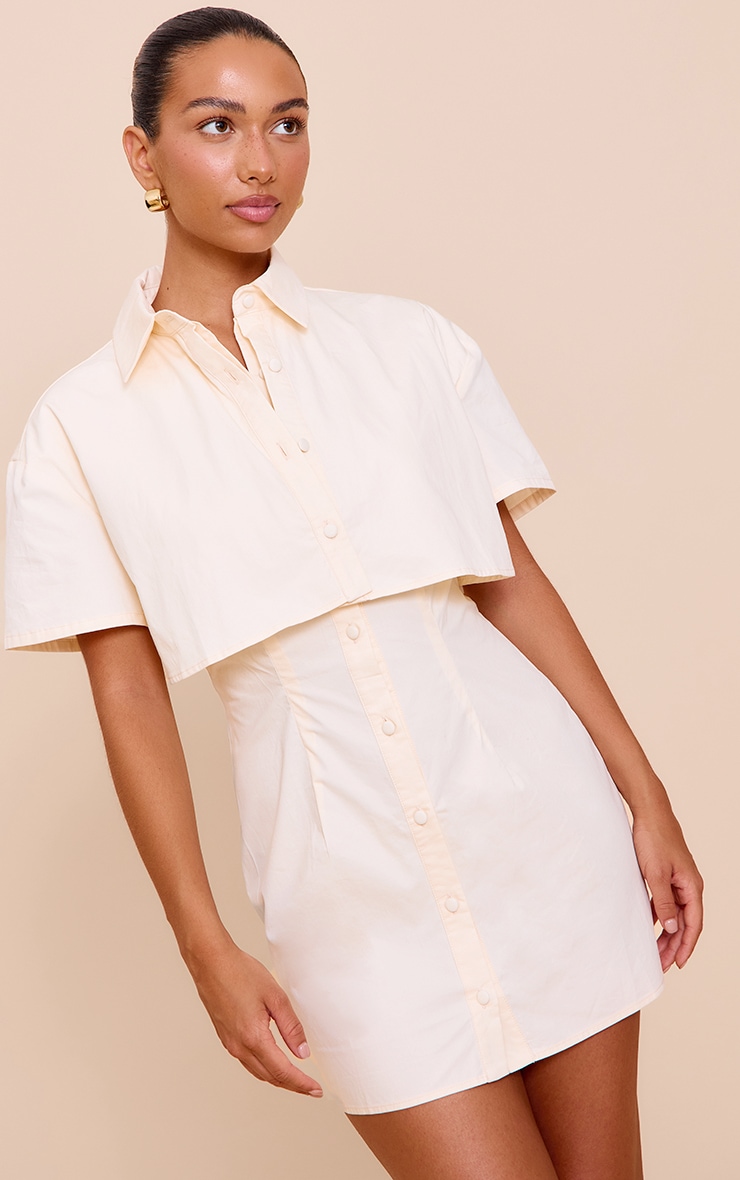 Cream Overlay Detail Shift Dress image 3