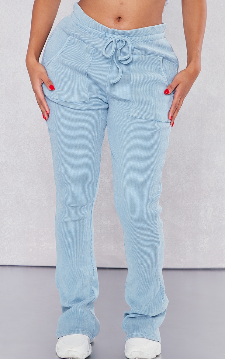Shape Light Blue Washed Soft Rib Flare Pants image 2