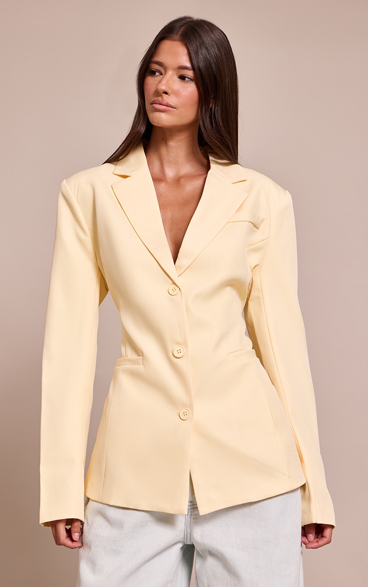 Butter Cream Cinched Back Style Single Breasted Blazer image 1