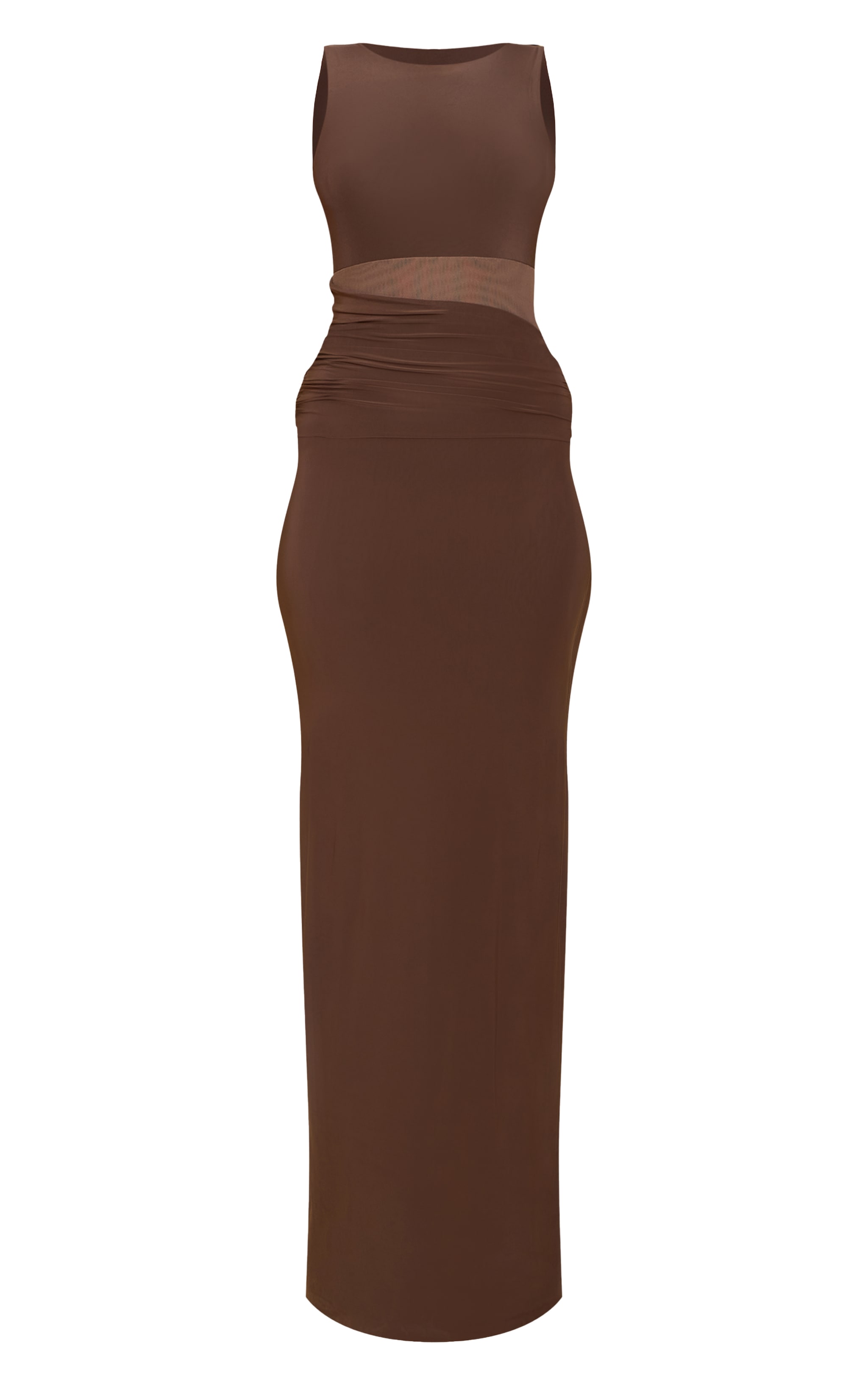Mushroom Slinky Mesh Cut Out Maxi Dress image 5