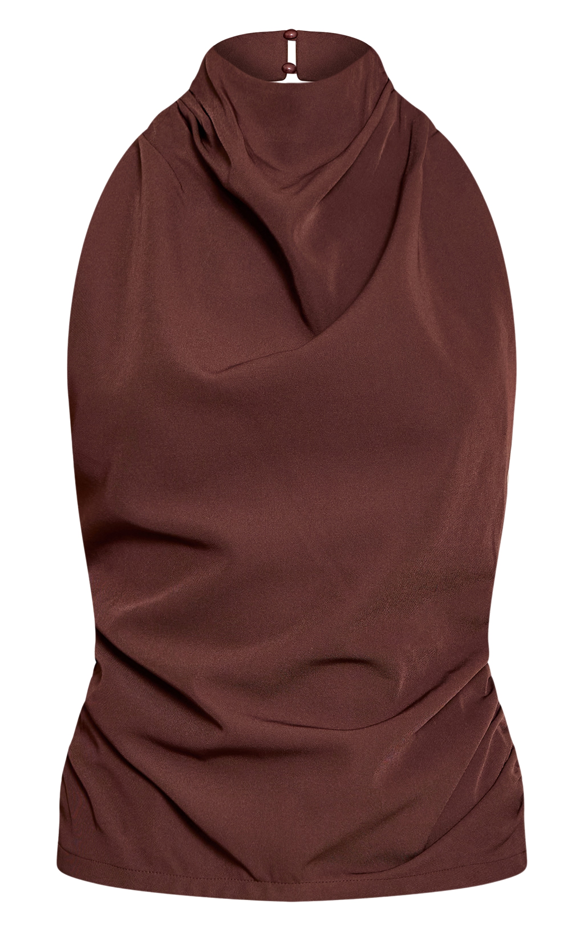 Chocolate Woven High Neck Low Back Top  image 5